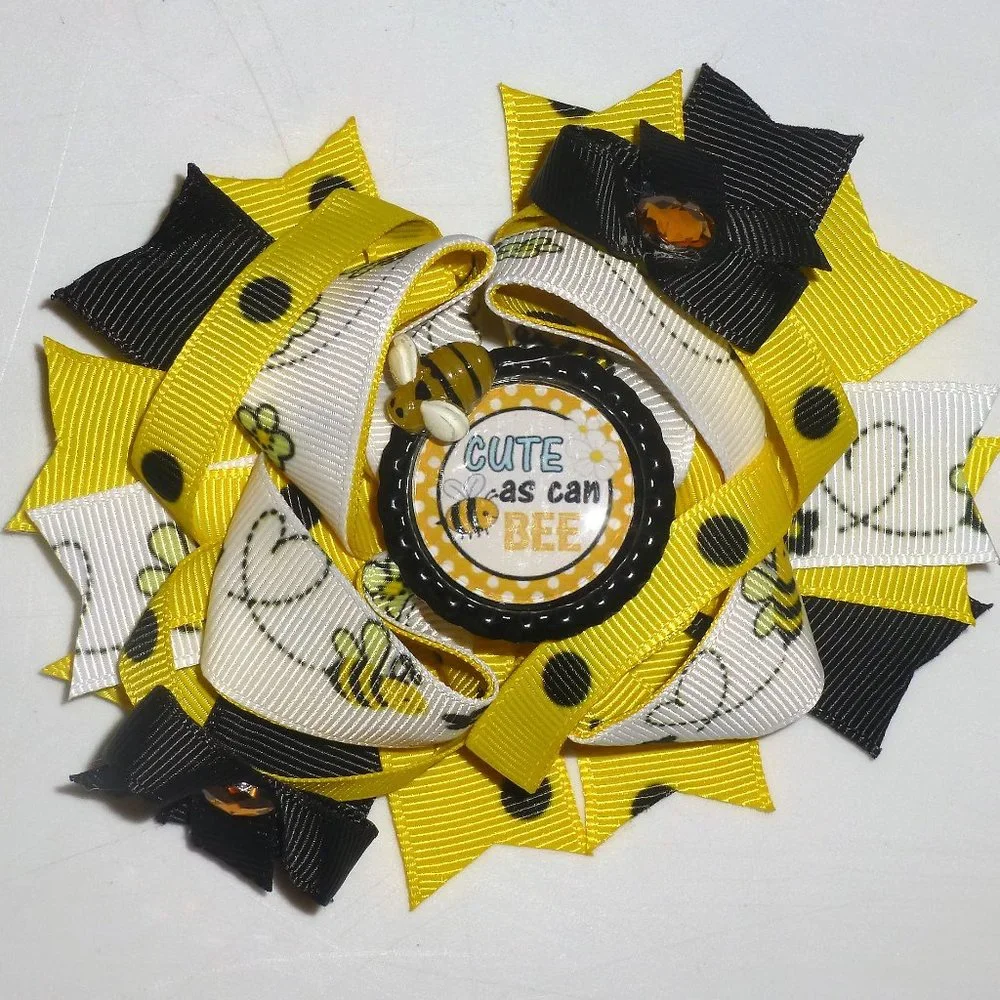 Cute as a Bee Girls 5-Inch Hair Bow Clip